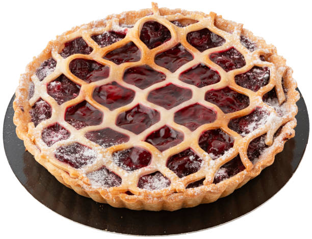 白で切り離された甘いチェリーパイ - pie pastry crust cherry pie cherry ストックフォトと画像