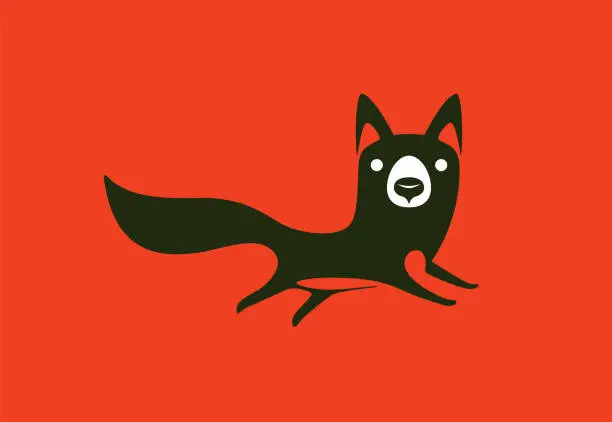 Vector illustration of fox running symbol
