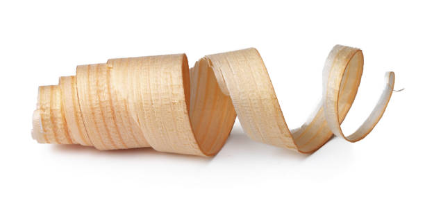 istock Wood shavings isolated on white background 1312452176