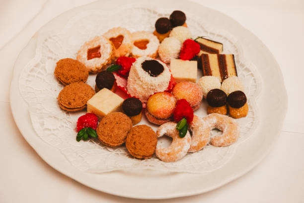 istock Plate with variety of sweets at wedding reception 1312454902
