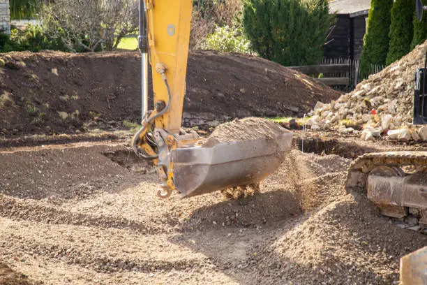 Dredging work on the construction site