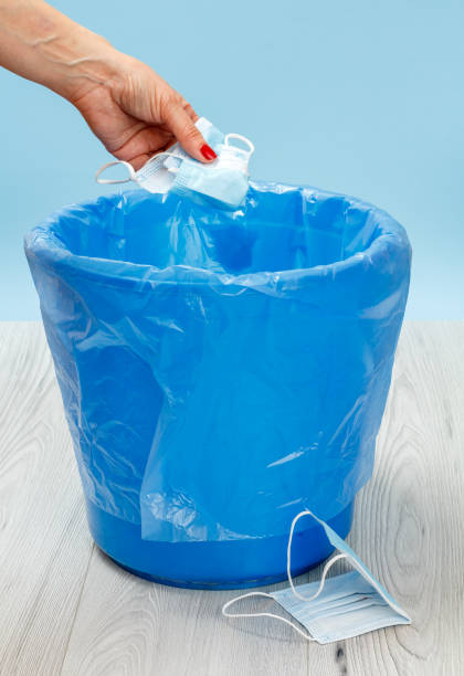 istock The trash bin for utilization of individual protection means. 1312457610