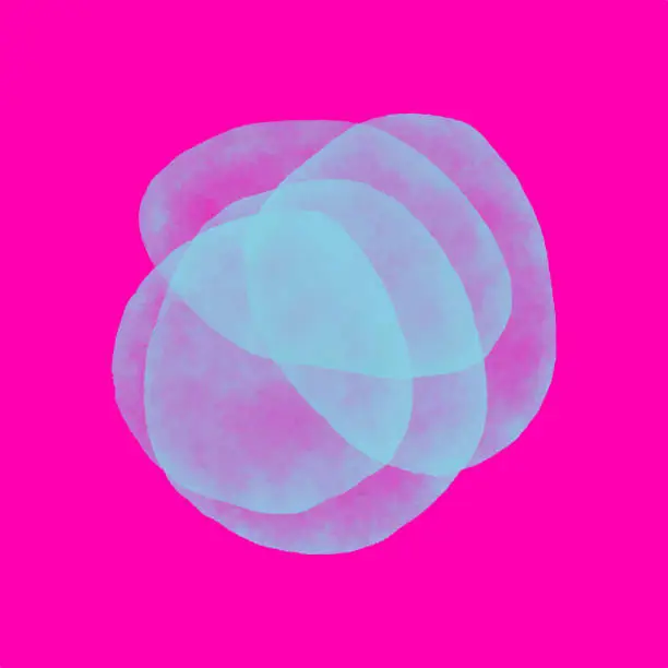 Vector illustration of Bright Blue Watercolor Circle Splashes Isolated on Pink Background. Watercolor Circles or Spots Abstract Background. Design Element for Greeting Cards and Labels.Watercolor Splash with multi layered translucent effect.