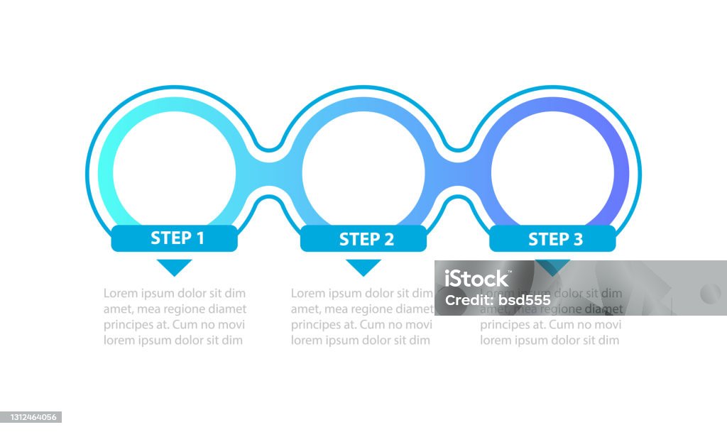 Blue Gradient Circles Steps Vector Infographic Template Stock ...