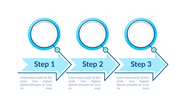 illustrations, cliparts, dessins animés et icônes de les cercles bleus étapes modèle infographie vectorielle - continuite