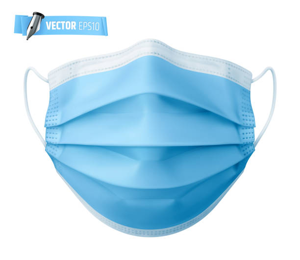 Vector realistic face mask Vector realistic illustration of a medical face mask on a white background. protective face mask stock illustrations