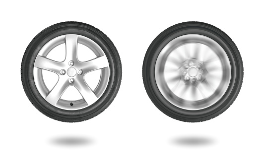 [Clipping Path!] Tire and Wheel isolated on white background