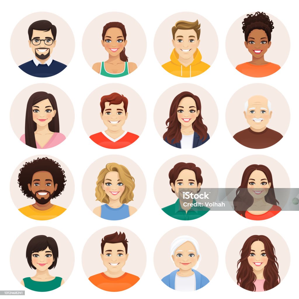 People set Smiling people avatar set. Different men and women characters collection. Isolated vector illustration. People stock vector