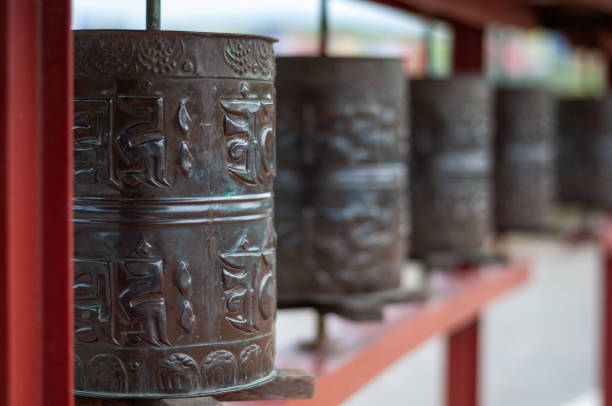 istock Prayer wheels at the Sakya Tashi Ling monastery 1312470758