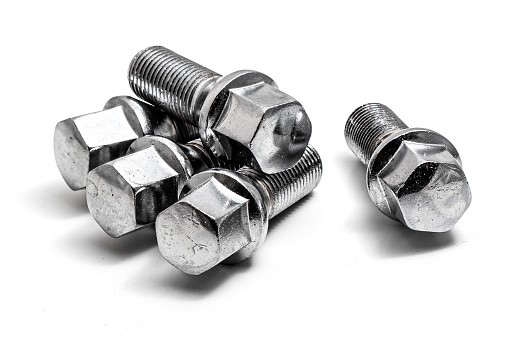 car wheel bolt set isolated