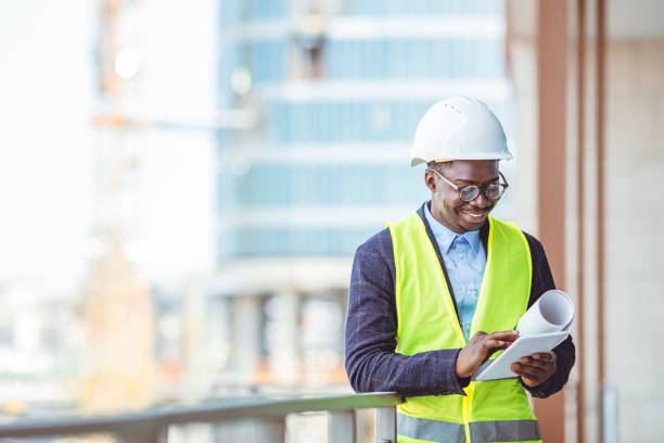 istock Portrait of worker in a construction site 1312476155