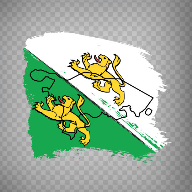 ilustrações de stock, clip art, desenhos animados e ícones de flag of canton of thurgau from brush strokes. blank map canton of thurgau. switzerland. high quality map and flag for your web site design, app  on transparent background.  eps10. - frauenfeld