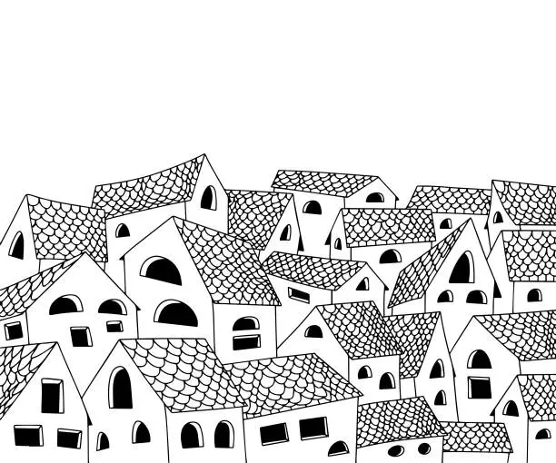 Vector illustration of Old town houses