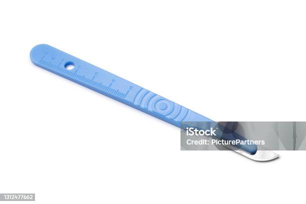 Single New Scalpel Or Lancet Isolated On White Background Stock Photo - Download Image Now