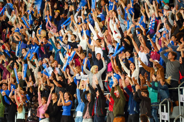 crowd cheering - sport crowd fan stadium imagens e fotografias de stock