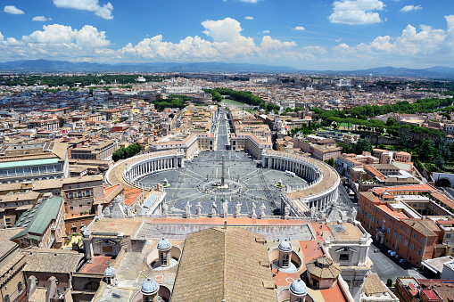 Panoramic view of rome with the Capitoline hill, Vittoriano and Pantheon Dome in evidence