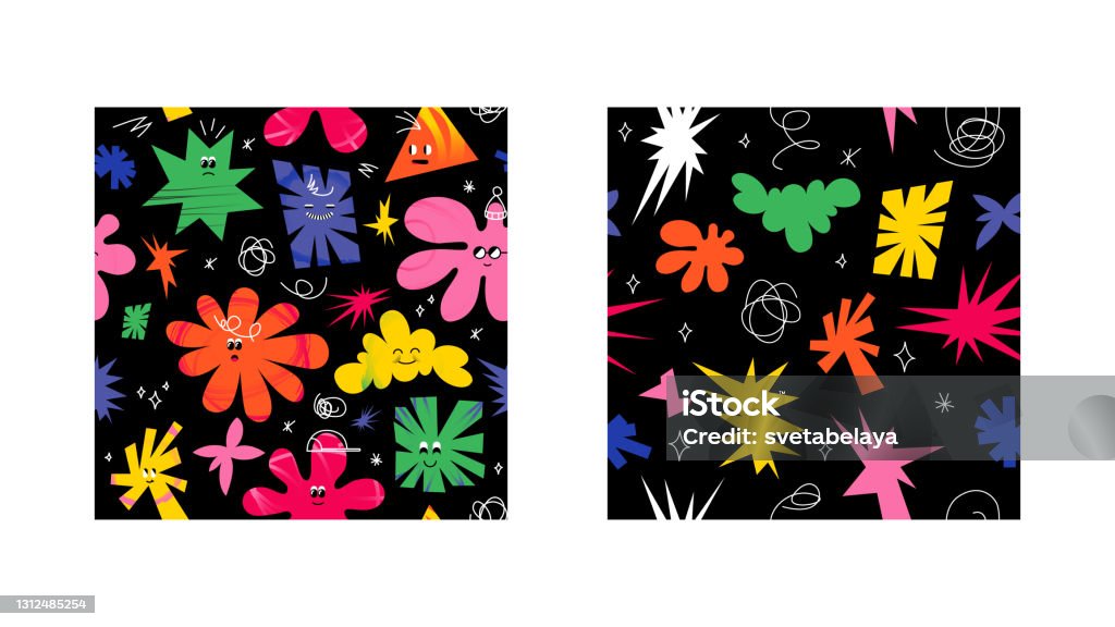 Standard Character Pattern Funny Comic Characters Pattern Set Stock Illustration - Download Image ...