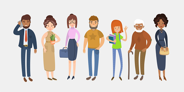 People Of Different Ages Character Set In Cartoon Flat Style Stock  Illustration - Download Image Now - iStock