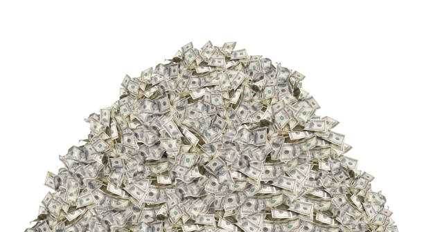 istock Pile with american one hundred dollar bills isolated on white background 1312492572