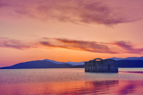 Sunset landscape at Zhrebchevo Dam, Bulgaria