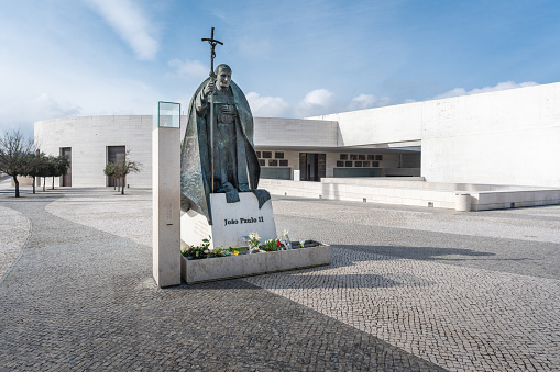 Fatima, Portugal - Feb 12, 2020: Pope John Paul II Monument at Sanctuary of Fatima - Fatima, Portugal
