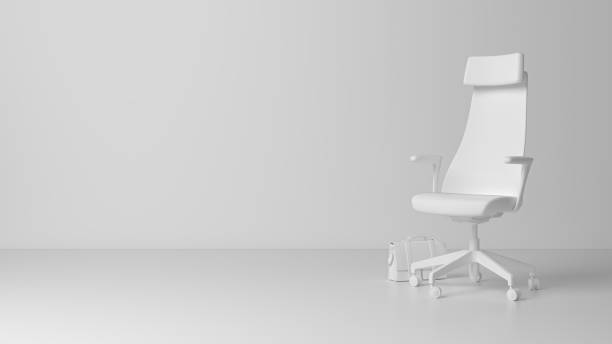 istock Office chair on the right and free space on the left. 3D Render 1312494348