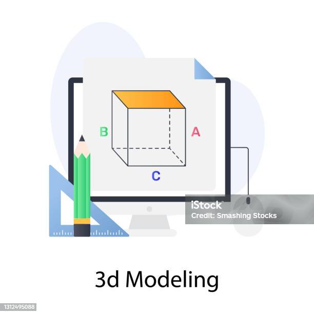 3d Computer Modelling With Label 3d Modelling Stock Illustration - Download Image Now - Three ...