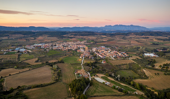 Aerial view of town Sant Pere de Riudebitlles