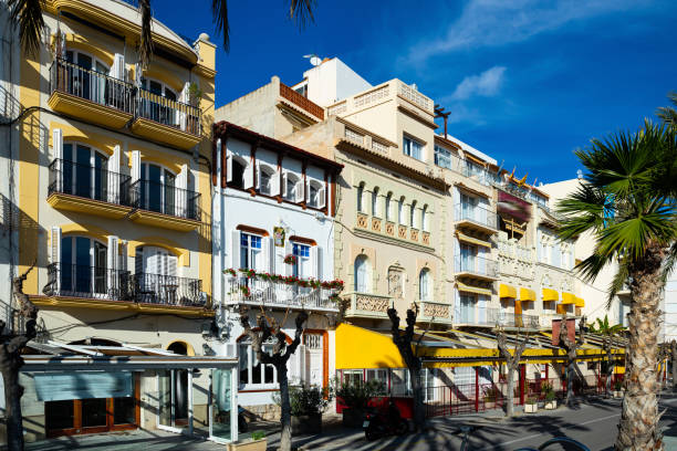 istock View on  pedestrian street with cafes and shops 1312497762