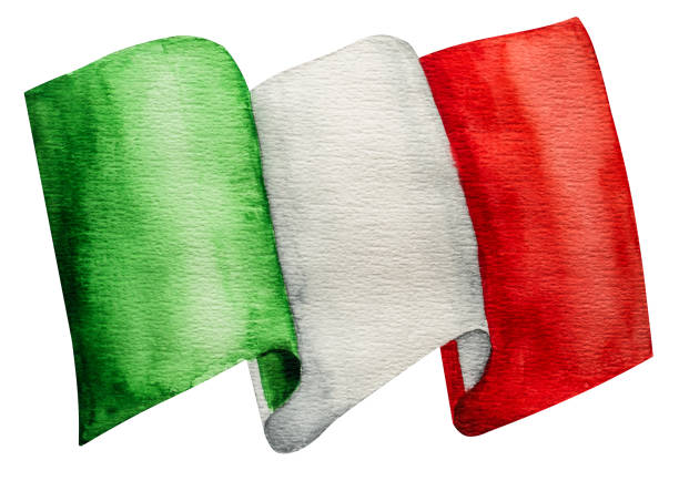 Beautiful card with the image of the Italian Flag Beautiful card with the image of the Italian Flag. Close-up, view from above. Holiday concept. Congratulations for family, loved ones, relatives, friends and colleagues italy flag drawing stock illustrations
