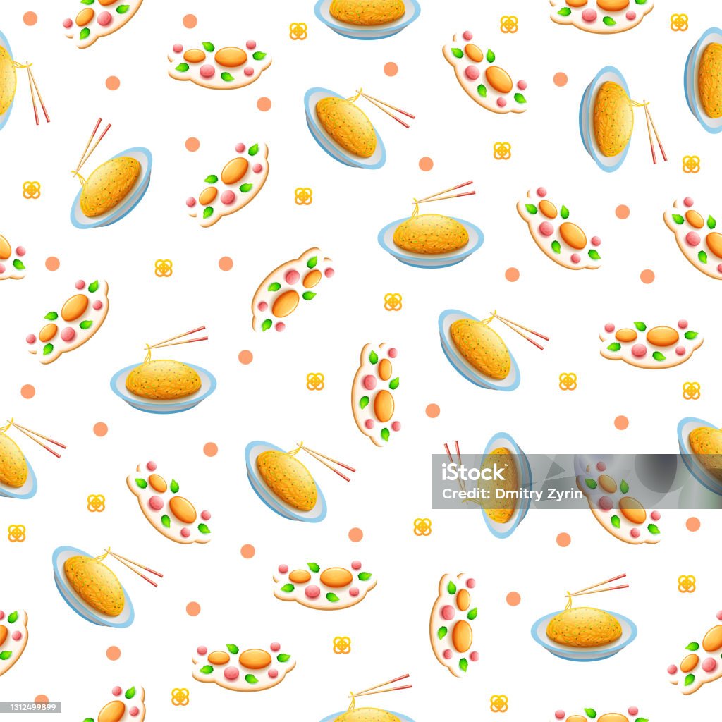 Pattern Mie Seamless Pattern Abstract Elements Mie Dan Telur Dadar Fast Food Vector ...