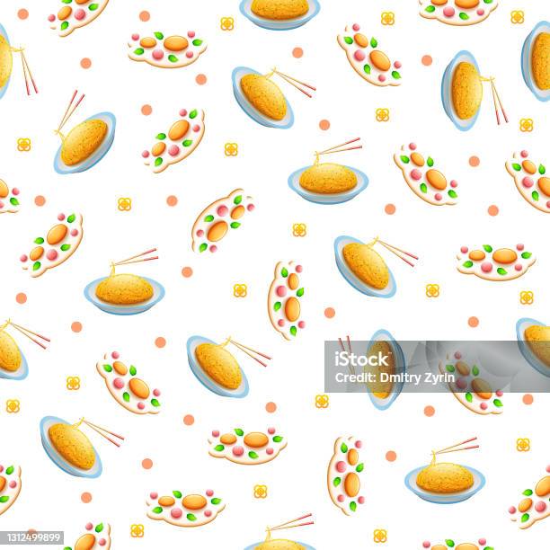 Vector Pattern Mie Seamless Pattern Abstract Elements Mie Dan Telur Dadar Fast Food Vector ...