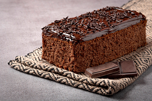 Delicious chocolate cake for breakfast