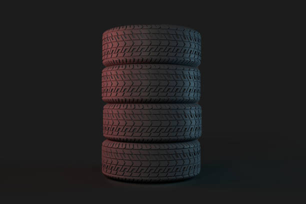 istock Four tires stacked on top of each other 1312505903