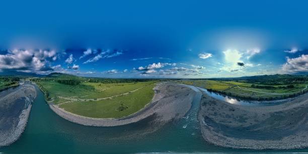 istock 360 VR Drone view of the river 1312506237