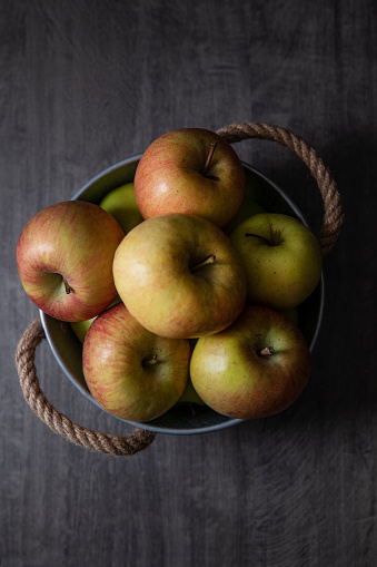 Fresh organic apples from directly above