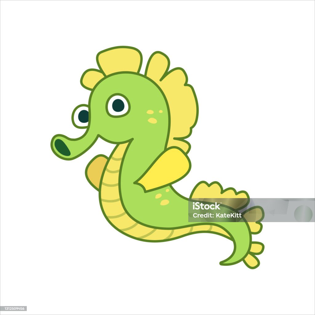 Funny Seahorse Character In Cartoon Style Flat Kid Graphic Isolated Vector  Illustration Stock Illustration - Download Image Now - iStock