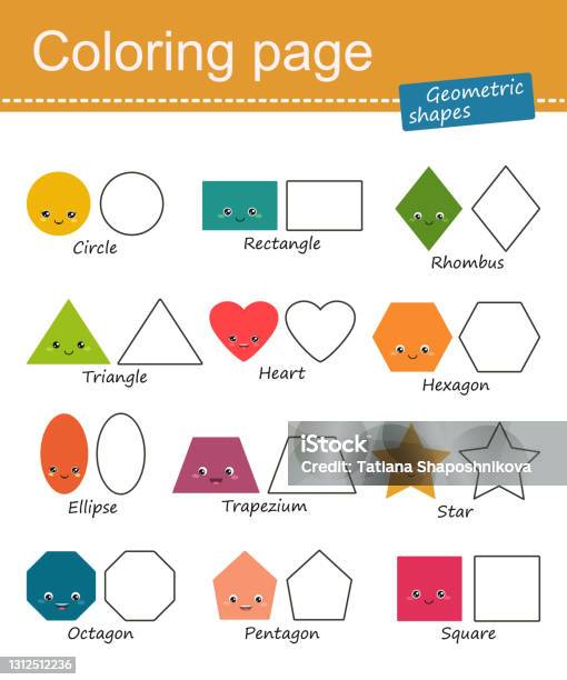  Ilustración de Libro Para Colorear De Formas Geométricas Para Niños Estilo Plano De Dibujos Animados y más Vectores Libres de Derechos de Adivinanza
