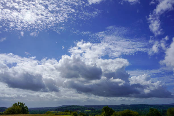 istock Countryside view and blue and cloudy skies 1312517554