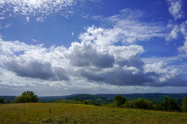 istock Countryside view and blue and cloudy skies 1312518172