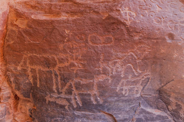 istock Petroglyphs in Wadi Rum desert, Jord 1312520948