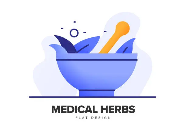 Vector illustration of Medical Herbs Modern Flat Icon Concept Design