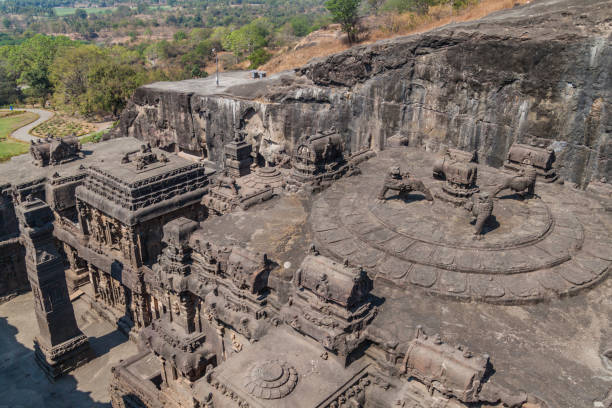 istock Carved Kailasa Temple in Ellora, Maharasthra state, Ind 1312523507