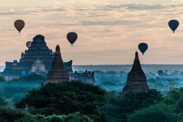 istock Balloons over Bagan and the skyline of its temples, Myanmar. Dhammayangyi Templ 1312524193