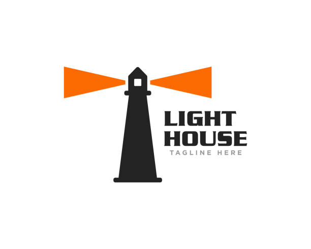 illustrazioni stock, clip art, cartoni animati e icone di tendenza di vettore di progettazione dell'icona del logo del faro - lighthouse