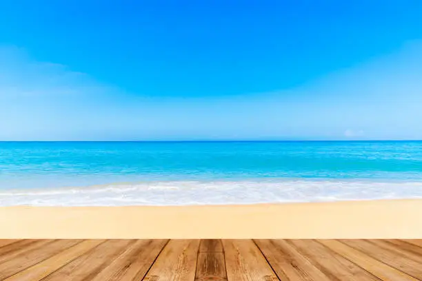 Empty sea and beach background with copy space