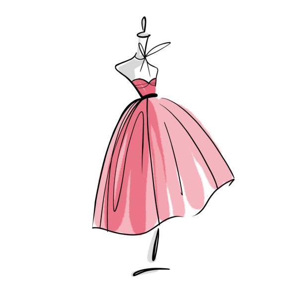 Red dress on mannequin. Illustration on white background. Red dress on mannequin. Illustration on white background red clothing stock illustrations