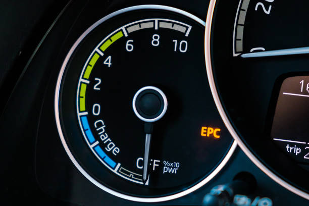 istock Engine stop of electric car on the dashboard. 1312528198