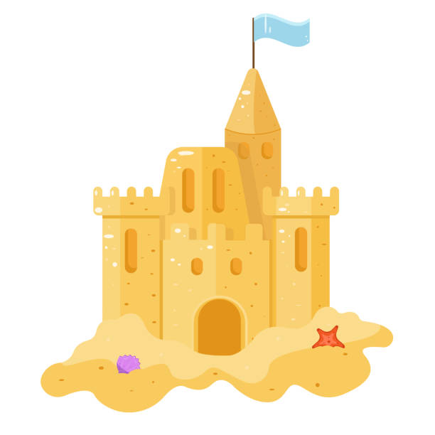 песчаный замок. векторная иллюстрация. лето - sandcastle stock illustrations