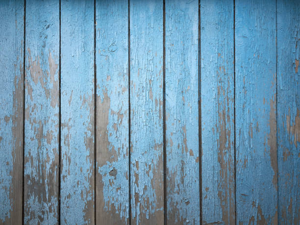 istock Old grunge plank wooden blue texture for background, full frame 1312540531